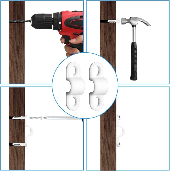 BokWin 48 Sets Wire Shelf Back Wall Clip,White Wire Shelf Loop Clips for Concrete Installation
