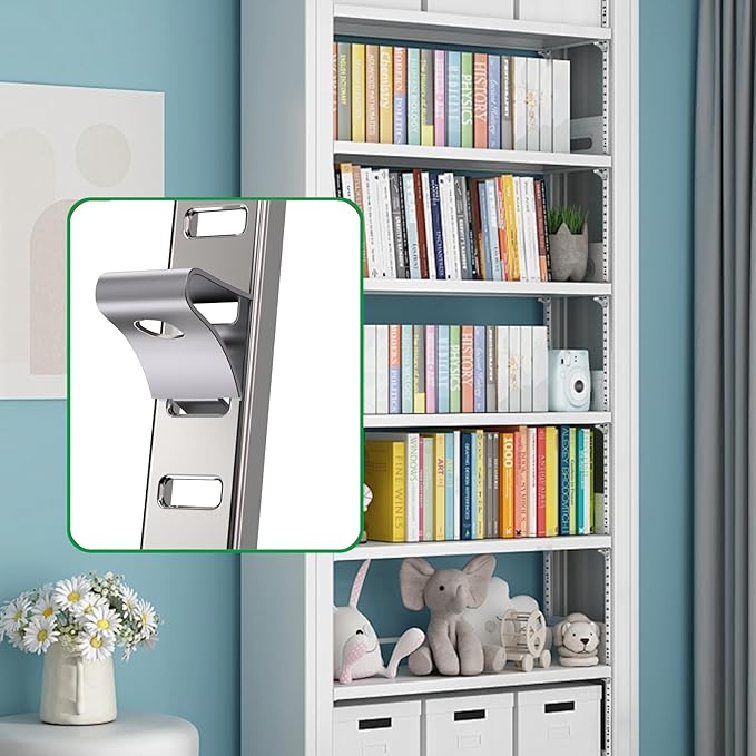 8 Pcs 36 Inch Shelf Pilaster with 40 Clips and 72 Screws, Adjustable Shelf Brackets Standard Mortise Mount Metal Shelves, Steel Wall Mounted Shelf Pilaster