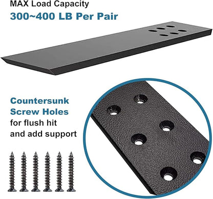 Countertop Support Bracket 3 Pack 12" Lx 2.5" W Hidden Black Knee Wall Support Countertop Bracket 3/8" Thick Heavy Duty for Quartz/Granite/Wood/Concret Countertops Screws Included