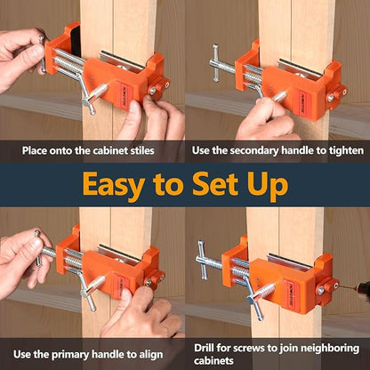 POWERTEC Cabinet Face Frame Clamps (2 Pack) - Cabinet Installation Tool with Drill Guide, Precise Alignment & Secure Hold (72126)