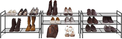 Simple Houseware 3-Tier Stackable Mesh Shoe Rack, Black