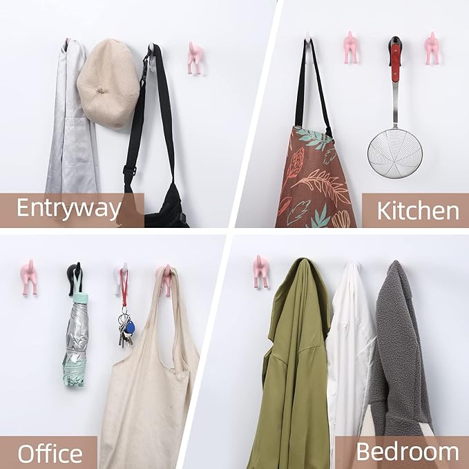 5 Pack Dog Tail Coat Hooks for Wall,Black Plastic Wall-Mounted Hat Hanger Butt Hook,Cute Towel Hooks for Bathroom,Decorative Peg for Hanging Coats,Bags,Key,Purse,Dog Leash