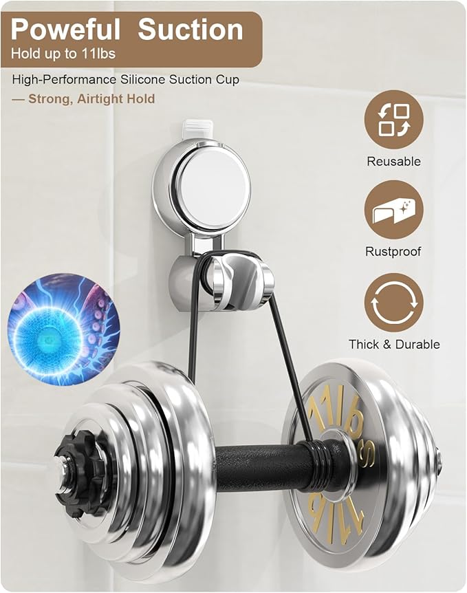 JOTPE Shower Head Holder Suction, Rotatable and Adjustable Shower Head Holder, Bathroom Suction Cup Shower Head Holder, No Drilling Shower Head Bracket, Removable Wall Mounted Suction Bracket