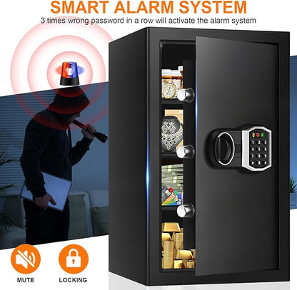 5.2 Cuft Large Safes for Home, Security Fireproof Safe Box with Programmable Keypad, Spare Keys and Removable Shelf, Anti-Theft Digital Home Safes Water and Fire Proof Document Box for Money Valuables