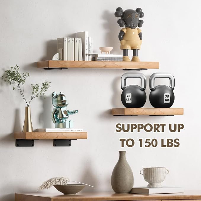 6 Pack Heavy Duty Shelf Brackets 10 inch, Floating Shelf Brackets(1/5”-Thick) Hidden & Decorative
