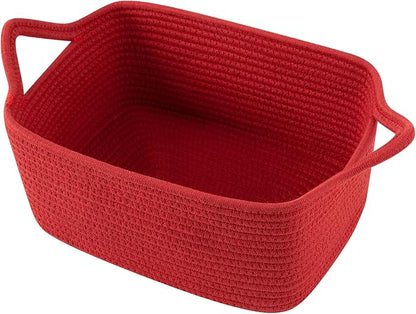 OIAHOMY Woven Basket, Gift Basket Empty with Gift Bags and Ribbons, Rope Baskets for Baby Showers, Storage Baskets with Handles for Nursery, Pet Toy Organizer - Red