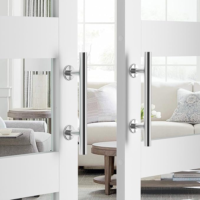 SMARTSTANDARD 12" Barn Door Handles,Sliding Barn Door Pull Handle Stainless Steel,Heavy Duty Large Rustic Two-Side Design for Gates Garages Sheds Furniture Round