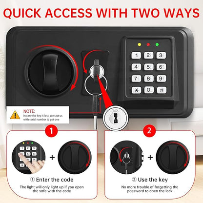 3.3 Cubic Large Fireproof Safes for Home Use, Digital Home Security Safe Box Fireproof Waterproof with Electronic Keypad and Spare Keys, Anti-theft Fire Document Safe for Money Medicine Valuables