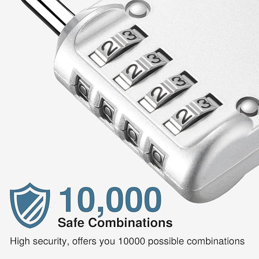 Puroma 2 Pack Combination Lock for Locker 4 Digit Outdoor Waterproof Padlock for School, Gym, Sports, Fence, Toolbox, Gate, Case, Outdoor, Hasp Storage, Cabinets (Silver)