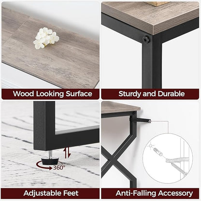 Console Sofa Table, 44.9" Entryway Table with Charging Station, Narrow Couch Table, Hallway Table, Sofa Table with USB Ports, Metal Frame, for Entrance, Living Room, Greige CTHG113E01