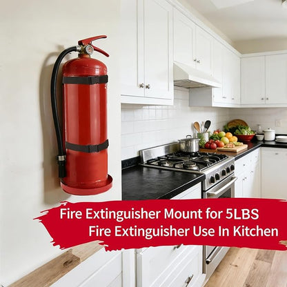 Fire Extinguisher Mount,Wall Mounted Fire Extinguisher Bracket,Compatible with 5 Pound Fire Extinguishers Ideal for Home,Car,RV,Truck