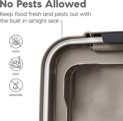 IRIS USA 30 lbs & 11 lbs Combo Airtight Dog Food Storage Container, Stackable Treat Box, 2-Cup Scoop, Wheels, Keep Fresh, Easy Mobility, Silver