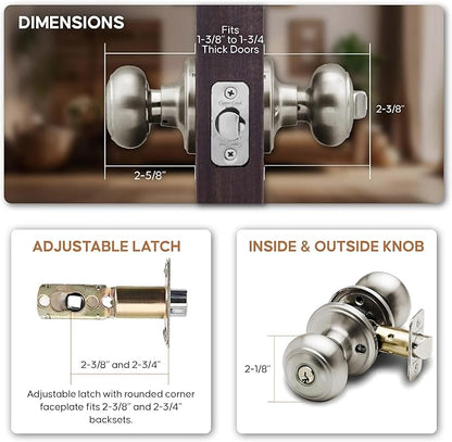 Copper Creek CK2040PS Colonial Door Knob, Keyed Entry Function, 1 Pack, Polished Stainless