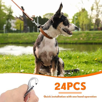 Therwen 24 Pcs Swivel Snap Hooks for Dog Leash Heavy Duty 2.76 Inch Flag Clasp Single Ended Clip Hooks Multipurpose Bolt Snap for Keychain Camera Strap Linking Pet Leash(Classic Style,0.59")