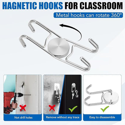 LOVIMAG Magnetic Hooks, 50lbs+ 2026 Cruise Cabin Ship Essentials Magnet Hook Heavy Duty Strong Magnets Refrigerator Fridge Hanging for Classroom Beach Vacation Kitchen Home Must Haves 10 Pcs (Silver)