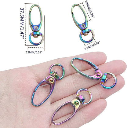 BronaGrand Swivel Clasp Clips,20pcs 35mm Swivel Trigger Clips Metal Keyring Clasps Snap Hooks for Hanging Key Chains Dog Leashes Crafts Decorations,Rainbow Color