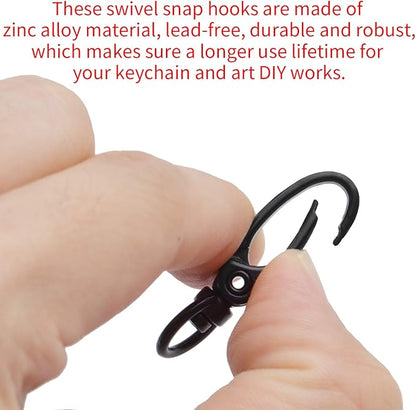 Swivel Clasp Clips,50pcs 35mm Swivel Trigger Clips Metal Keyring Clasps Snap Hooks for Hanging Key Chains Dog Leashes Crafts Decorations,Black