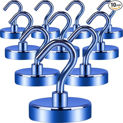 Neosmuk Magnetic Hooks, Heavy Duty 85lb+ Strong Magnet Hook for Cruise Cabins, Cruise Ship Essentials for Hanging, Metal Wall Refrigerator Hangers (Navyblue, 10 Pack)