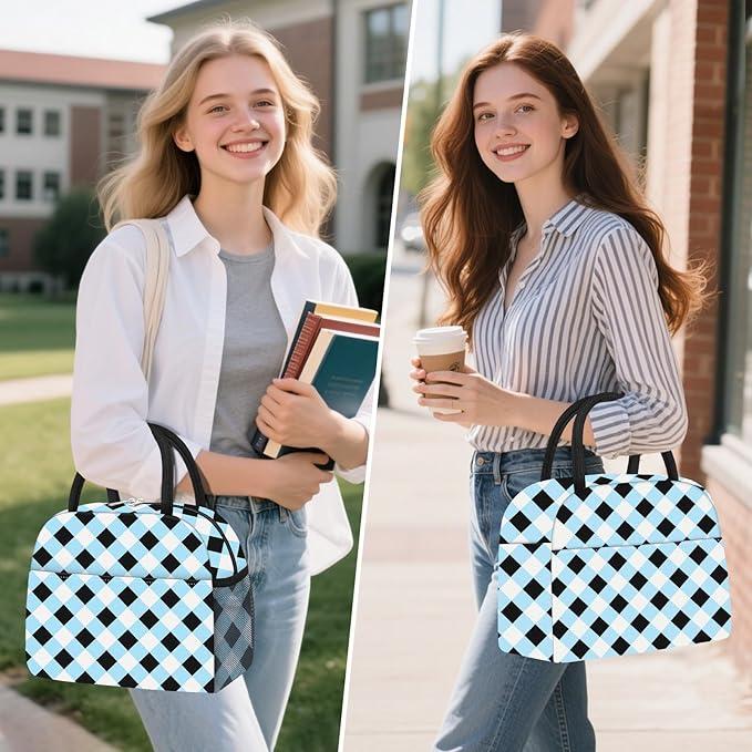Lunch Bag Lunch Box for Women Adult Men Insulated Quilted Reusable Large Lunch Tote Bag Leakproof Simple Cooler Bag for Work Office Picnic Beach or Travel