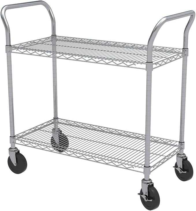 Akro-Mils AWPCAST4 Swivel Non-Marking Locking Caster Wire Shelving System Upright Legs 2 Casters with Brakes, 400lbs Weight Capacity, 4-Inch