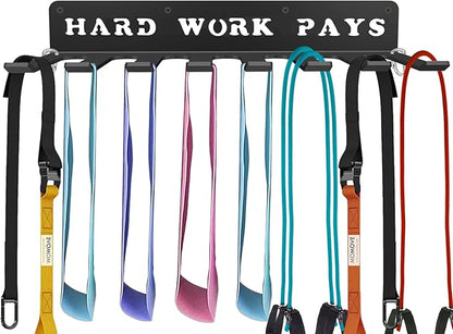 WIPHANY Home Gym Accessories Organization Storage Rack Equipment For Home 8 Hook Wall Hanger Display Gear Barbells Resistance Bands Jump Ropes Lifting Belt Hanger Accessories Hardware Included