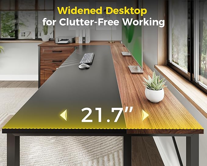 AODK 61" L Shaped Office Desk with Wood Drawers & Lockable File Cabinet, Reversible 21.7" D Corner Computer Desk with Built-in Power Outlets, Executive Desk for Home Office, Walnut