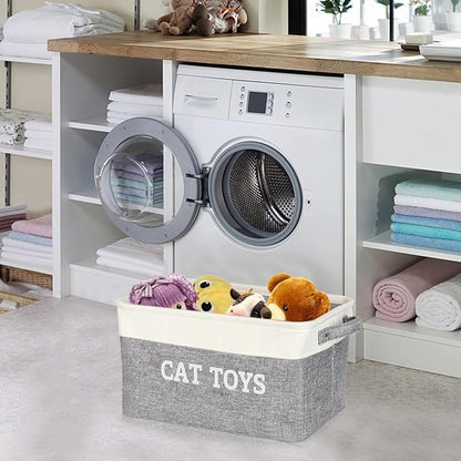 Lukeline Large Cat Toy Basket, 15.5 x 11.6 x 9.4 Cat Toy Box for Pet Supplies, Storage Bin for Cat Toys Treats Clothes and Accessories, Decorative Gift Baskets Empty for Home Decor Shelves