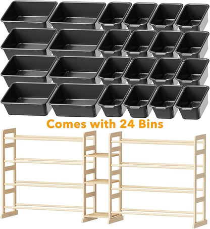 SpaceAid Large Toy Storage Organizer with 24 Bins and 3 Shelves, Toy Organizers Storage Bookshelf, Kids Bin Shelf Box Bookcase for Bedroom Playroom Organization Room Decor, True Black