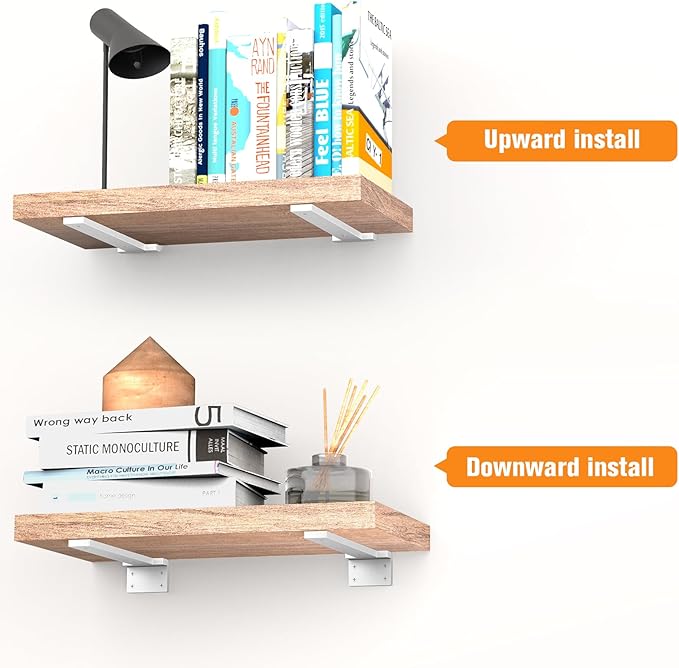 Floating Shelf Brackets 10 inch 6 Pack L Brackets for Shelves White Metal Heavy Duty Shelf Bracket for DIY Decorative with Mounting Hardware