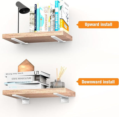 Floating Shelf Brackets 12 inch 8 Pack L Brackets for Shelves White Metal Heavy Duty Shelf Bracket for DIY Decorative with Mounting Hardware