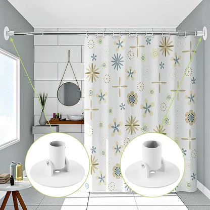 Adjustable Shower Curtain Rod Bracket, 2Pcs Different Sizes Titanium Steel Single Swivel Flange Heavy Duty Closet Rod Holder with Screws (White, Inner Dia. 22mm & 26mm)
