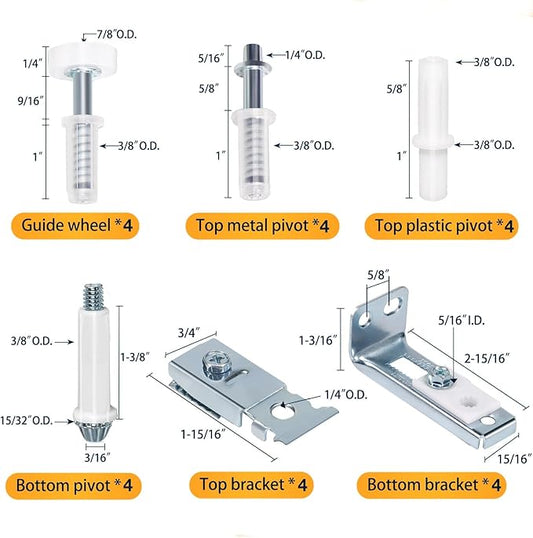 Bifold Door Hardware Repair Kit, 4-Pack Bifold Closet Door Hardware Kit Folding Door Hardware Repair Replacement Tool Kit