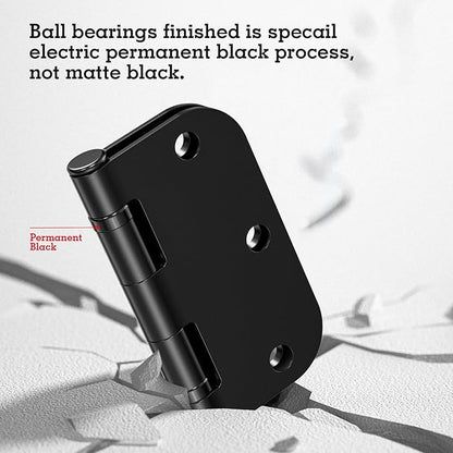 24 Pack Ball Bearing Door Hinges Matte Black 3.5 Inch 5/8"Radius Rounded Squeak Free Interior 3-1/2"Flat Iron Bifold Standard Office Bedroom Indoor for Doors 3 ½" Hardware Home House Decor Essentials