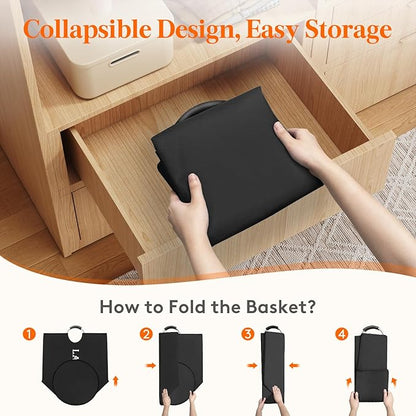 Lifewit 140L 2-Pack Large Laundry Basket, Collapsible Laundry Hamper with Aluminum Handles, Waterproof Freestanding Dirty Clothes Hampers for Laundry Room Bedroom Dorm Bathroom, Black