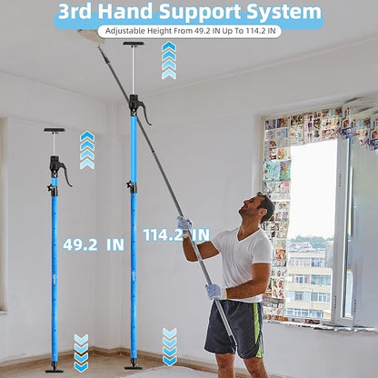 2PK Tallest Adjustable Support Pole 49-114 inch, Heavy Duty Aluminum Handle Cabinet Jacks for Installing Upper Cabinets, 3rd Hand Quick Support Rod &Cargo Bars, Zip Wall Dust Barrier System