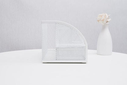 Annova Mesh Desk Organizer Office with 7 Compartments + Drawer/Desk Tidy Candy/Pen Holder/Multifunctional Organizer (White)