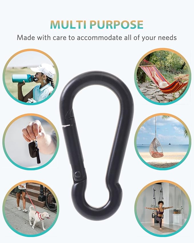 Carabiner Clips, 316 Stainless Steel Carabiner Clip, Heavy Duty Carabiner Hooks, Keychain Carabiners, Multi-Purpose Spring Snap Hook for Dog Leash, Outdoor Camping, Swing, Hammock