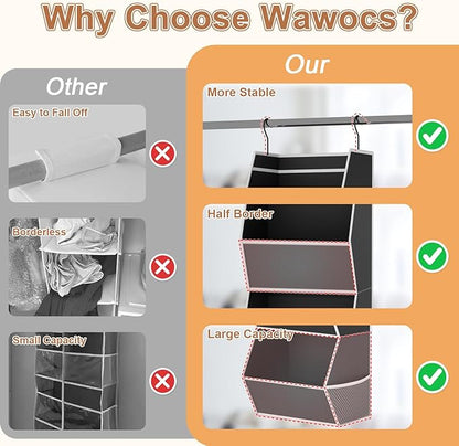 Hanging Closet Organizer 4 Shelf Collapsible Bedroom Closet Organizers and Storage Hanging with Mesh Pocket for Clothes, Closet Hanging Organizers and Storage for Fabric Wardrobe Space Saver, Black