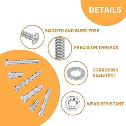550 Pcs Screws Bolts and Nuts Assortment Kit, Metric Machine Screws and Nuts and Flat Washers, M3/M4/M5 Slotted Pan Head Hex Bolts Sets (B)