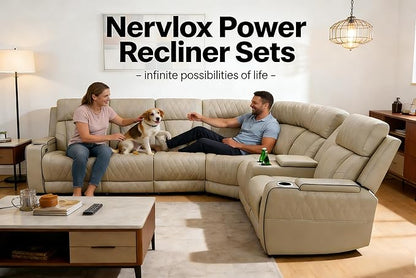 Power Reclining Sectional Sofa, L-Shaped Living Room Furniture Set, Light Brown Leather Recliner Sofa, Reclining Sectional Couch with LED/Storage Console/Cup Holder/USB/Type C for Office/Home