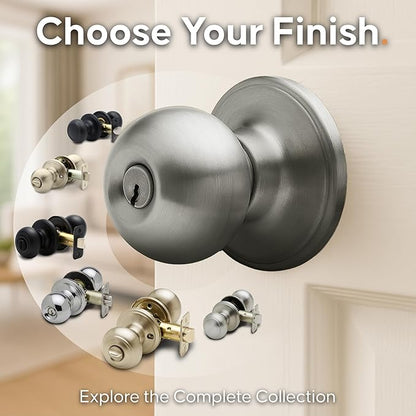 Copper Creek Entry Door Knob – Keyed Entry Handle with Lock and Key, ANSI Grade-3 Certified, DIY-Friendly Install for Interior and Exterior Entrance Doors – Satin Stainless (1 Pack)