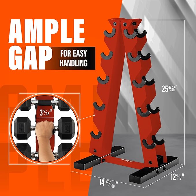 YES4ALL Dumbbell Rack Stand Only, 5 Tier A Frame Weight Rack for Dumbbells