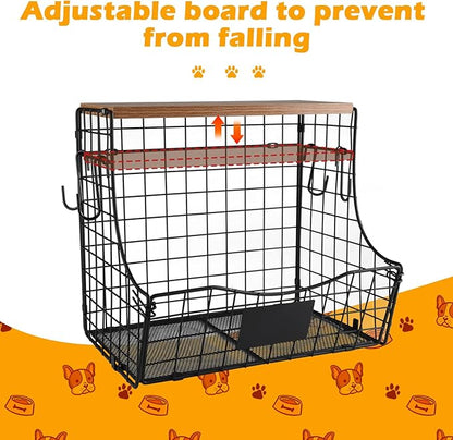 Geyecete pet supplies wall basket storage storage basket Wall wire basket with Wood Lid Nameplat storage rack multifunctional countertop organizer