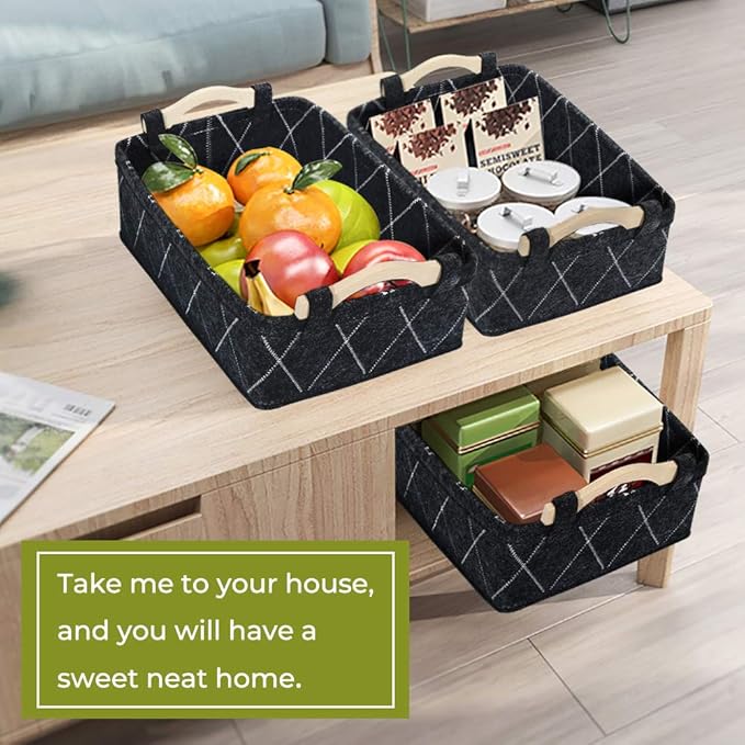 Storage Baskets Bin Narrow Long Basket for Closet Decorative Cube Nursery Container for Toys Towels Tissues Toiletry Caddy Car Organizer Dark GRAY