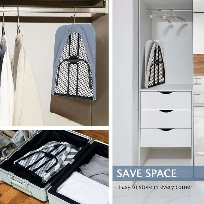 SheeChung Small Ironing Board 12"X32",Mini Ironing Board with Removable Cover and Pad,Portable Folding Non-Slip Feet Tabletop Board for School Apartment Laundry Rooms,Compact Space-Saving,Silver Grey