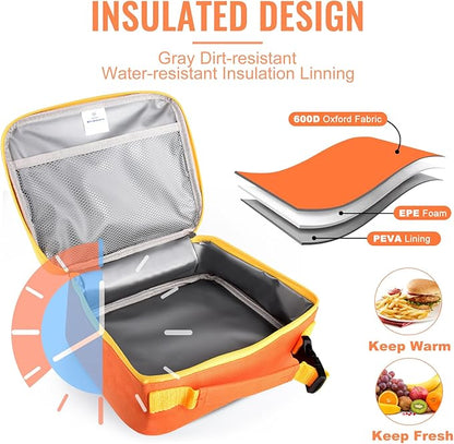 Genteen Lunch Box Lunch Bag for Kids Girls,Insulated Lunch Bag Women,Reusable Lunchbox for School,Work,Outdoor(Orange)