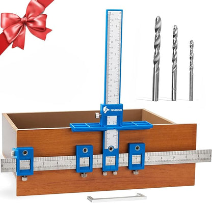 Cabinet Hardware Jig, Punch Locator Drill Guide,Wood Drilling Dowelling Guide for Installation of Handles Knobs on Doors and Drawer, Cabinet Template Tool for Handles and Pulls