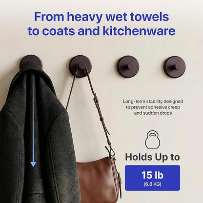 HOME SO Suction Cup Hooks for Shower & Bathroom Towel Holder 4-Pack – Suction Cups Hooks for Hanging Towels, Robes, & Coats - Tiles, Glass Door or Mirror – Shower Hooks & Towel Hooks Organizer -Bronze