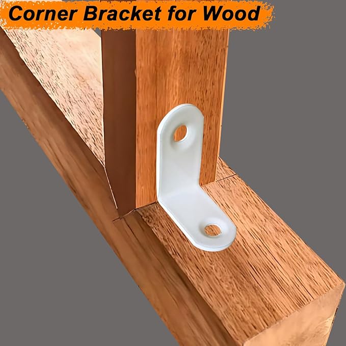 20 PCS Small White L Bracket - 1.2x1.2 Inch Stainless Steel Corner Braces for Wood Furniture, Cabinet Chair & Drawer, Durable Right Angle Shelf Bracket (Includes Screws)