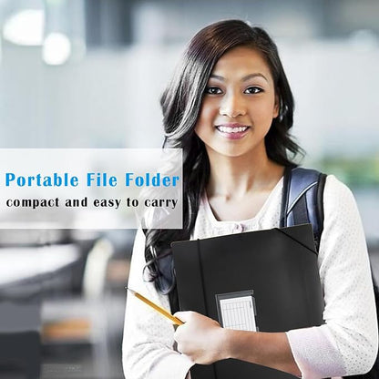 TRANBO 7-Pockets Hanging File Folder with Retractable Hooks for Filing Cabinet, Letter Size Expandable Accordion File Organizer with Elastic Band for File Frame or On-The-Go Use (6 Pack)